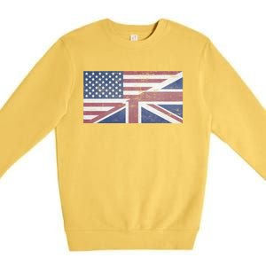 America Usa Uk Union Jack Flag United States Kingdom Britain Cute Gift Premium Crewneck Sweatshirt