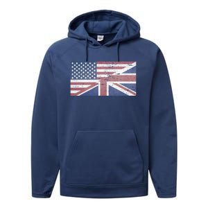 America Usa Uk Union Jack Flag United States Kingdom Britain Cute Gift Performance Fleece Hoodie