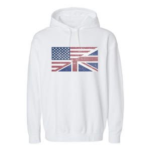 America Usa Uk Union Jack Flag United States Kingdom Britain Cute Gift Garment-Dyed Fleece Hoodie