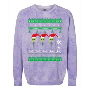 Alien UFO Ugly Christmas Sweater Funny Xmas  Colorblast Crewneck Sweatshirt