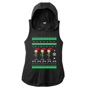 Alien UFO Ugly Christmas Sweater Funny Xmas  Ladies PosiCharge Tri-Blend Wicking Draft Hoodie Tank