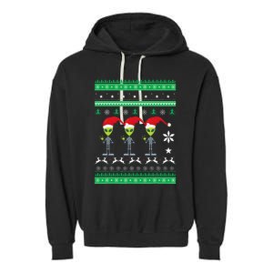 Alien UFO Ugly Christmas Sweater Funny Xmas  Garment-Dyed Fleece Hoodie