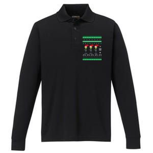 Alien UFO Ugly Christmas Sweater Funny Xmas  Performance Long Sleeve Polo