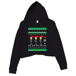 Alien UFO Ugly Christmas Sweater Funny Xmas  Crop Fleece Hoodie