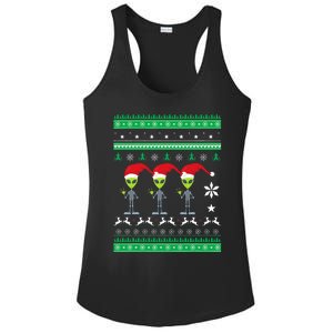 Alien UFO Ugly Christmas Sweater Funny Xmas  Ladies PosiCharge Competitor Racerback Tank