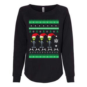 Alien UFO Ugly Christmas Sweater Funny Xmas  Womens California Wash Sweatshirt