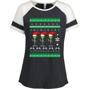 Alien UFO Ugly Christmas Sweater Funny Xmas  Enza Ladies Jersey Colorblock Tee