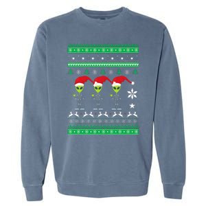 Alien UFO Ugly Christmas Sweater Funny Xmas  Garment-Dyed Sweatshirt