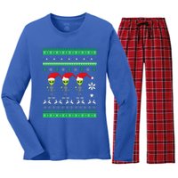 Alien UFO Ugly Christmas Sweater Funny Xmas  Women's Long Sleeve Flannel Pajama Set 