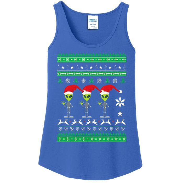 Alien UFO Ugly Christmas Sweater Funny Xmas  Ladies Essential Tank