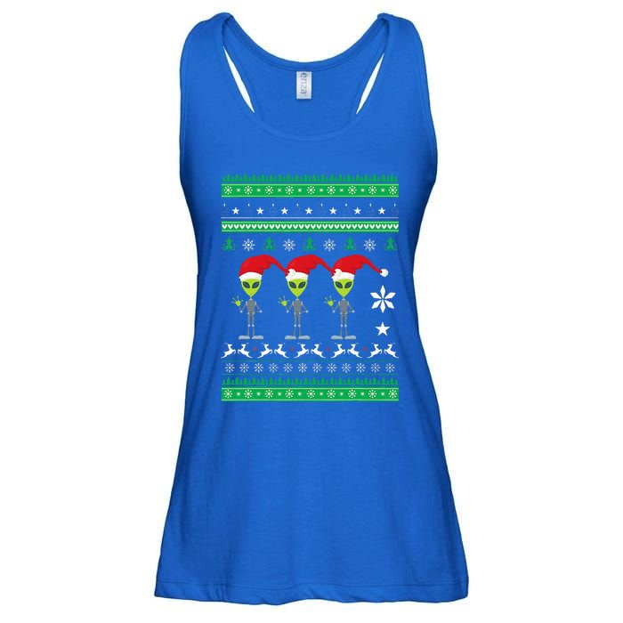 Alien UFO Ugly Christmas Sweater Funny Xmas  Ladies Essential Flowy Tank