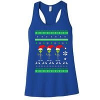 Alien UFO Ugly Christmas Sweater Funny Xmas  Women's Racerback Tank