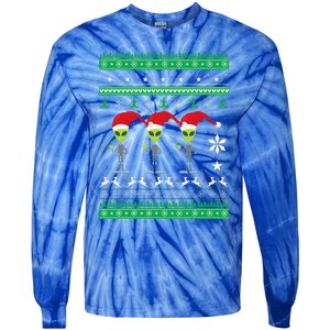 Alien UFO Ugly Christmas Sweater Funny Xmas  Tie-Dye Long Sleeve Shirt