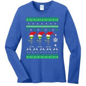 Alien UFO Ugly Christmas Sweater Funny Xmas  Ladies Long Sleeve Shirt