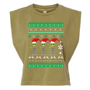 Alien UFO Ugly Christmas Sweater Funny Xmas  Garment-Dyed Women's Muscle Tee