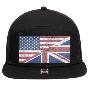 America Usa Uk Union Jack Flag United States Kingdom Britain Meaningful Gift 7 Panel Mesh Trucker Snapback Hat