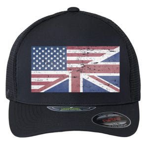 America Usa Uk Union Jack Flag United States Kingdom Britain Meaningful Gift Flexfit Unipanel Trucker Cap