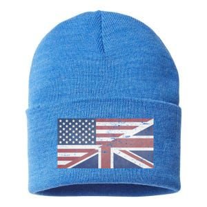 America Usa Uk Union Jack Flag United States Kingdom Britain Meaningful Gift Sustainable Knit Beanie