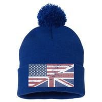 America Usa Uk Union Jack Flag United States Kingdom Britain Meaningful Gift Pom Pom 12in Knit Beanie