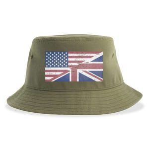 America Usa Uk Union Jack Flag United States Kingdom Britain Meaningful Gift Sustainable Bucket Hat