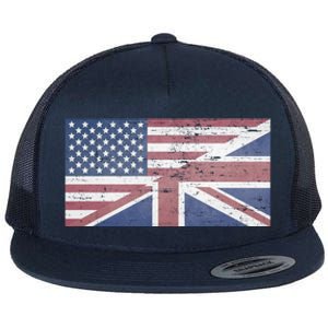 America Usa Uk Union Jack Flag United States Kingdom Britain Meaningful Gift Flat Bill Trucker Hat