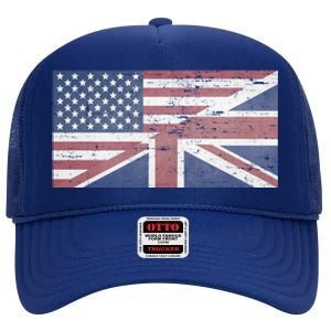 America Usa Uk Union Jack Flag United States Kingdom Britain Meaningful Gift High Crown Mesh Back Trucker Hat