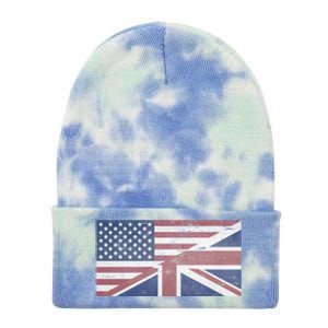 America Usa Uk Union Jack Flag United States Kingdom Britain Meaningful Gift Tie Dye 12in Knit Beanie