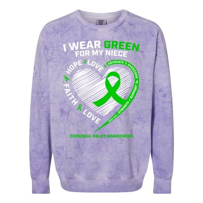 Aunt Uncle Wear Green Funny Gift Niece Cerebral Palsy Awareness Gift Colorblast Crewneck Sweatshirt