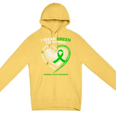 Aunt Uncle Wear Green Funny Gift Niece Cerebral Palsy Awareness Gift Premium Pullover Hoodie