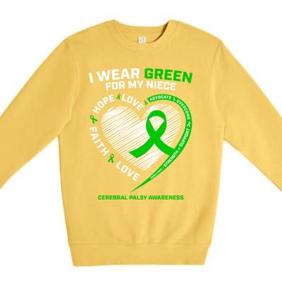 Aunt Uncle Wear Green Funny Gift Niece Cerebral Palsy Awareness Gift Premium Crewneck Sweatshirt