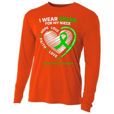 Aunt Uncle Wear Green Funny Gift Niece Cerebral Palsy Awareness Gift Cooling Performance Long Sleeve Crew