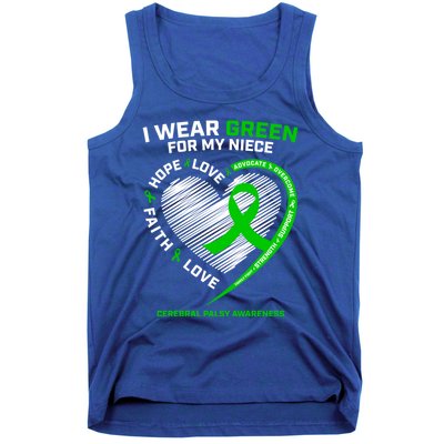 Aunt Uncle Wear Green Funny Gift Niece Cerebral Palsy Awareness Gift Tank Top