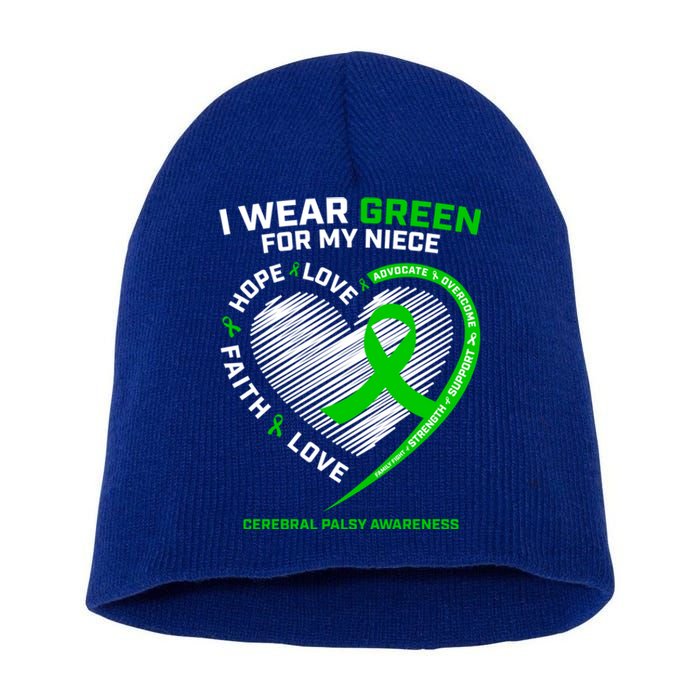 Aunt Uncle Wear Green Funny Gift Niece Cerebral Palsy Awareness Gift Short Acrylic Beanie