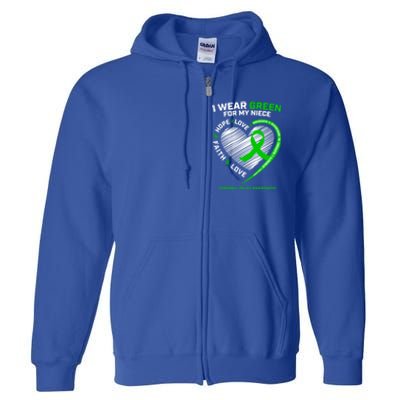 Aunt Uncle Wear Green Funny Gift Niece Cerebral Palsy Awareness Gift Full Zip Hoodie