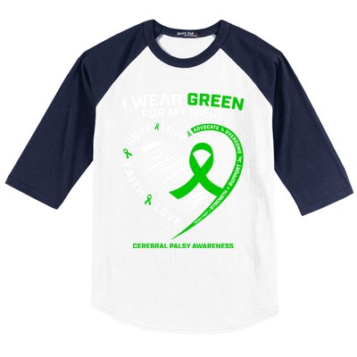 Aunt Uncle Wear Green Funny Gift Niece Cerebral Palsy Awareness Gift Baseball Sleeve Shirt