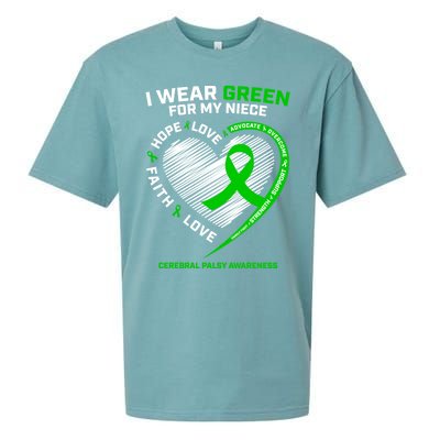 Aunt Uncle Wear Green Funny Gift Niece Cerebral Palsy Awareness Gift Sueded Cloud Jersey T-Shirt