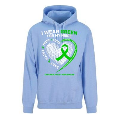 Aunt Uncle Wear Green Funny Gift Niece Cerebral Palsy Awareness Gift Unisex Surf Hoodie