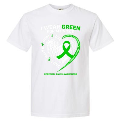 Aunt Uncle Wear Green Funny Gift Niece Cerebral Palsy Awareness Gift Garment-Dyed Heavyweight T-Shirt