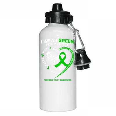 Aunt Uncle Wear Green Funny Gift Niece Cerebral Palsy Awareness Gift Aluminum Water Bottle 