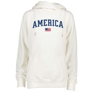 America Usa Women American Flag Womens Funnel Neck Pullover Hood