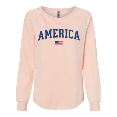 America Usa Women American Flag Womens California Wash Sweatshirt