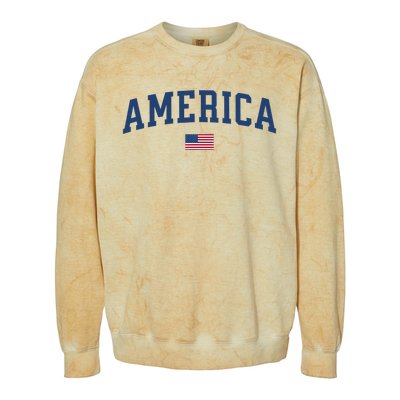 America Usa Women American Flag Colorblast Crewneck Sweatshirt