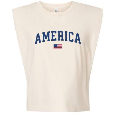 America Usa Women American Flag Garment-Dyed Women's Muscle Tee