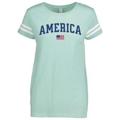 America Usa Women American Flag Enza Ladies Jersey Football T-Shirt