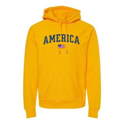 America Usa Women American Flag Premium Hoodie