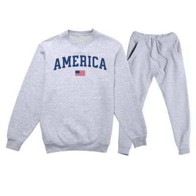 America Usa Women American Flag Premium Crewneck Sweatsuit Set