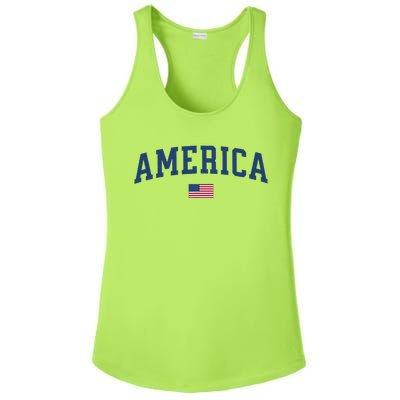 America Usa Women American Flag Ladies PosiCharge Competitor Racerback Tank