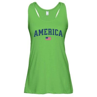 America Usa Women American Flag Ladies Essential Flowy Tank