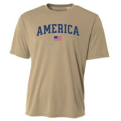 America Usa Women American Flag Cooling Performance Crew T-Shirt