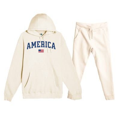 America Usa Women American Flag Premium Hooded Sweatsuit Set